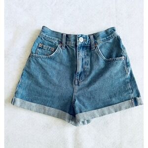 BDG Urban Outfitters Mom Shorts High Waist‎ Cuffed Denim Blue Size 25 EUC